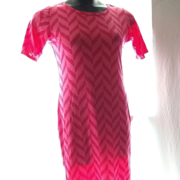 Lula Roe Pink Chevron Dress EUC 💗 - Picture 1 of 7